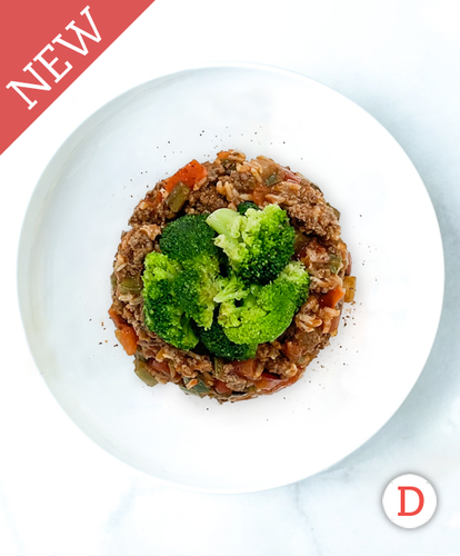 Bison Stuffed Pepper Casserole With Roasted Broccoli
