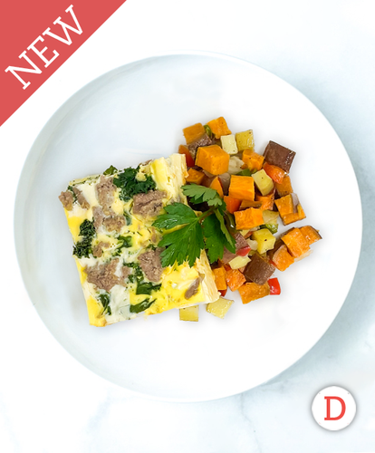 Turkey Chorizo Kale Frittata with Sweet Potato Hash