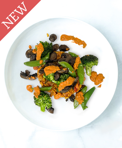 A plate of Vegan Paella With Catalan Roasted Vegetables
