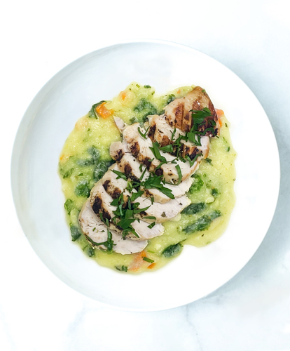 Tuscan Chicken With Kale and Carrot Polenta